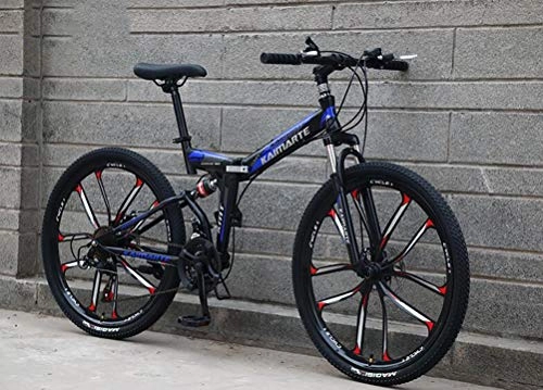 Zusammenklappbare Mountainbike : Tbagem-Yjr 24-Gang Sport Und Freizeit Mountainbike for Erwachsene - Dämpfung Weich Schwanz Verschiebung Fahrrad Folding (Color : Black Blue)