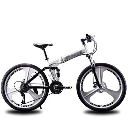 Zusammenklappbare Mountainbike : Tbagem-Yjr 24 Zoll Räder Mountainbikes, MTB Radfahren Scheibenbremsen Fahrrad Freizeit Unisex (Color : Silver, Size : 21 Speed)