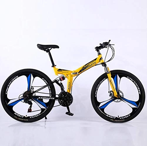 Zusammenklappbare Mountainbike : Tbagem-Yjr 26-Zoll-Folding Mountain-Bike, 21-Gang-Stoßdämpfung Verschiebung Weicher Schwanz Straßenfahrrad (Color : Yellow)