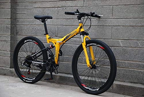 Zusammenklappbare Mountainbike : Tbagem-Yjr 26-Zoll-Rad Folding Mountain Bike for Erwachsene, 21-Gang-Doppelscheibenbremse Stadt Straßenfahrrad (Color : Yellow)