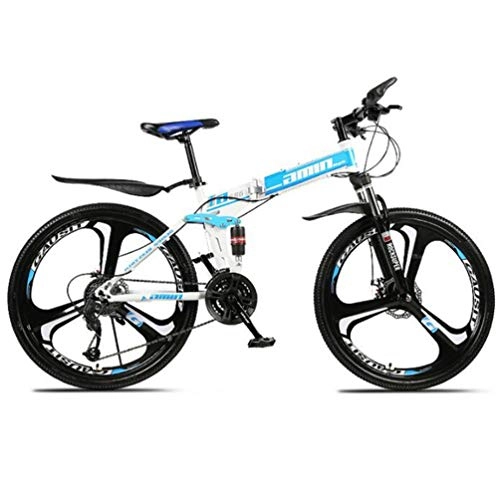 Zusammenklappbare Mountainbike : Tbagem-Yjr Folding Mit Variabler Geschwindigkeit 26 Zoll Mountainbike, Mit Hohem Kohlenstoffstahlrahmen Einstellplatz Fahrrad (Color : Blue, Size : 30 Speed)