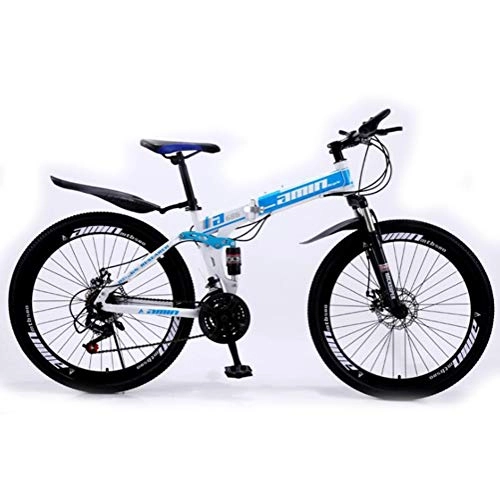 Zusammenklappbare Mountainbike : Tbagem-Yjr Folding Mountain-Bike, 26-Zoll-Dämpfung EIN Rad Geländestraßenfahrrad for Erwachsene (Color : Blue, Size : 21 Speed)