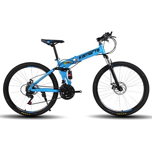Zusammenklappbare Mountainbike : Tbagem-Yjr Folding Mountain Bike for Erwachsene, Doppelscheibenbremsen Sport Und Freizeit Stadt Straßenfahrrad (Color : Blue, Size : 21 Speed)