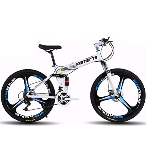 Zusammenklappbare Mountainbike : Tbagem-Yjr Gebirgsfahrrad-Doppelscheibenbremsen Sport Und Freizeit City Road Bike 24 Zoll 24 Geschwindigkeits Herren MTB (Color : White)