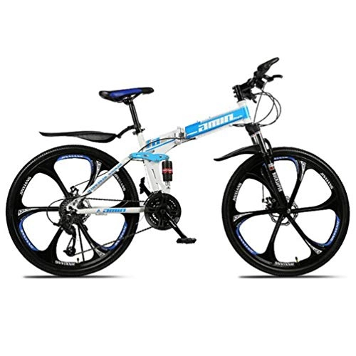 Zusammenklappbare Mountainbike : Tbagem-Yjr Harte Mountainbike Faltrahmen MTB Fahrrad, Doppelscheibenbremse Dämpfung Fahrrad 26 Zoll (Color : Blue, Size : 30 Speed)