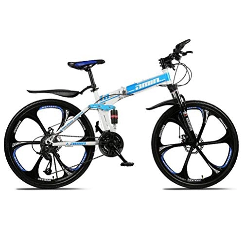 Zusammenklappbare Mountainbike : Tbagem-Yjr Mens Hardtail Mountainbike, 26 Zoll-Rad Tragbare Falten Stadt-Straßen-Fahrrad (Color : Blue, Size : 27 Speed)