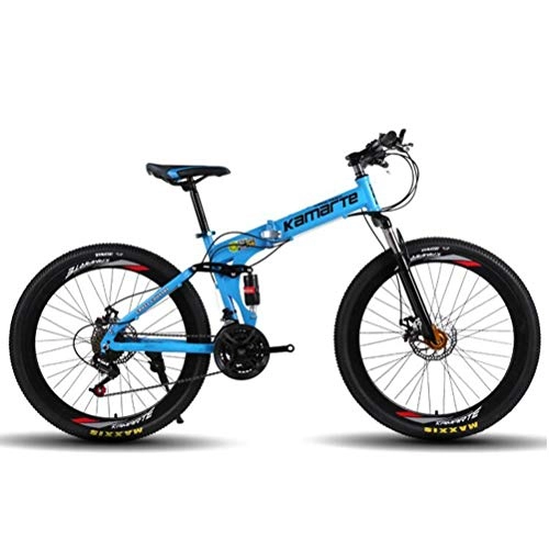 Zusammenklappbare Mountainbike : Tbagem-Yjr Mountain Bike 26 Zoll 21-Gang-Doppelaufhebung-Gebirgsfahrrad Sport Und Freizeit (Color : Blue)