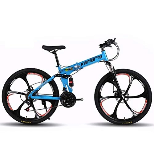 Zusammenklappbare Mountainbike : Tbagem-Yjr Männer Und Frauen Sport Freizeit Hardtail Mountain Bikes, Variable Geschwindigkeit Falten Mens MTB (Color : Blue, Size : 27 Speed)