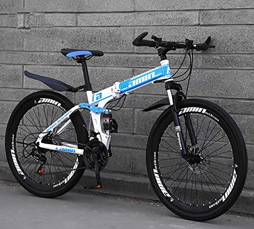Zusammenklappbare Mountainbike : TOPYL Faltbare Bergbike 24 / 26 Zoll, MTB Fahrrad Mit Spoke Wheel, Leicht Berg Fahrräder Fahrräder Blau 26", 27 Gang