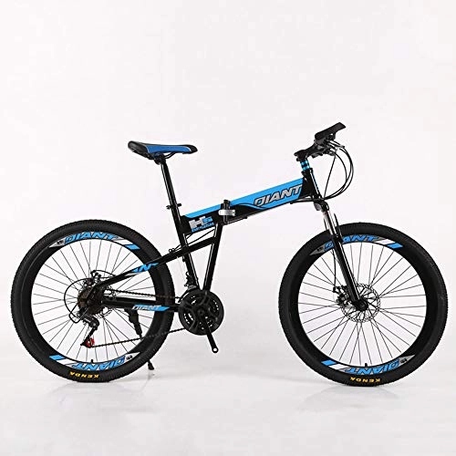 Zusammenklappbare Mountainbike : VANYA Erwachsene Folding Mountain Bike 24 Geschwindigkeit Scheibenbremse Pendler Fahrrad Stoßdämpfung mit Variabler Geschwindigkeit Zyklus 24" 26", Blau, 26inches