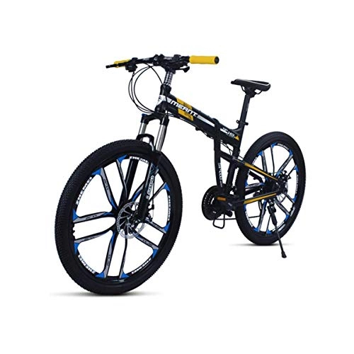 Zusammenklappbare Mountainbike : WJSW Mountainbike BlackDeluxe Bicycles Blau 17"Aluminiumrahmen 27-Gang-Schaltwerk und Mikroschalt-Drehschalthebel, gelb