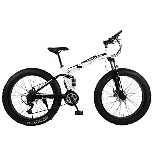 Zusammenklappbare Mountainbike : WJSW Stahl Folding Mountain Bike 26"Fahrräder Unisex Dual Suspension 4.0 Zoll Fat Tire Fahrrad kann Radfahren auf Schnee, Berge, Straßen, Strände, etc, schwarz