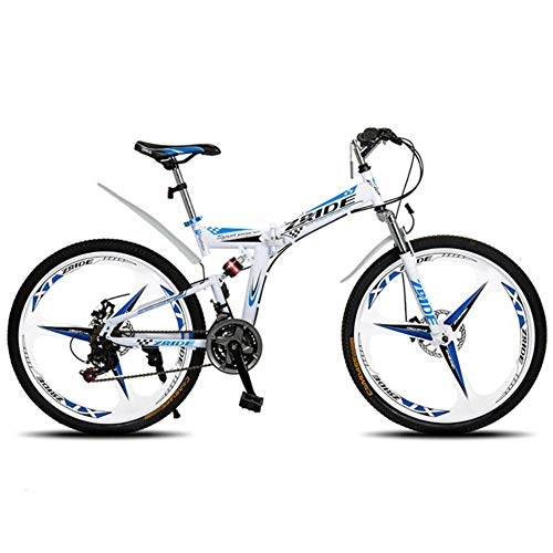 Zusammenklappbare Mountainbike : WND Mountainbike   Knife Folding   Doppelscheibenbremse Fahrrad   Für Erwachsene geeignet, weiß blau, 24-Gang