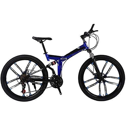 Zusammenklappbare Mountainbike : WXX 26''Aluminum Alloy Mountainbike 21 / 24 / 27Speed Doppelscheibenbremse Mnnliche und weibliche Fahrrder Auen Damping Radfahren, Blau, 27 Speed