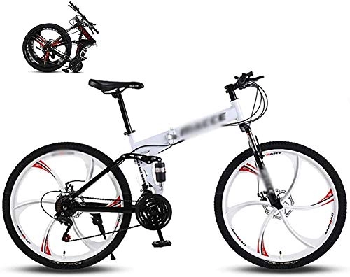 Zusammenklappbare Mountainbike : XinQing-Fahrrad 26 Zoll Mountainbike, geeignet ab 160-185 cm, Scheibenbremse, 24 Gang-Schaltung, Gabel-Federung, Jungen-Fahrrad & Herren-Fahrrad (Color : White)