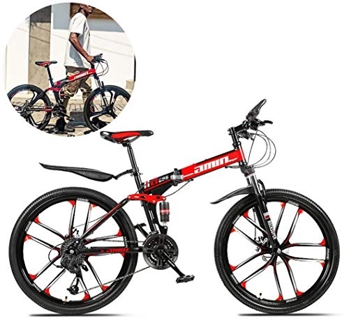 Zusammenklappbare Mountainbike : YANGSANJIN Faltbares Faltrad für Männer und Frauen, Mountainbike, Rahmen aus kohlenstoffhaltigem Stahl, Rennradrennen, Rennrad-Doppelrad