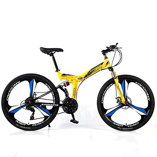 Zusammenklappbare Mountainbike : YUKM DREI-Speichen-Räder sind für Erwachsene Männer und Frauen in fünf Farben, DREI-Gang-Umwandlung Mountainbikes, Faltbare bewegliche Off-Road Bikes, Gelb, 26 inch 21 Speed