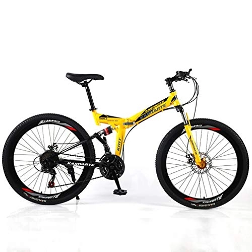 Zusammenklappbare Mountainbike : YUKM Speichen-Rad 3-Speed ​​Conversion Mountainbike, Faltbare bewegliches Off-Road-Fahrrad, fünf Farben, Geeignet für Männer und Frauen, Gelb, 26 inch 24 Speed