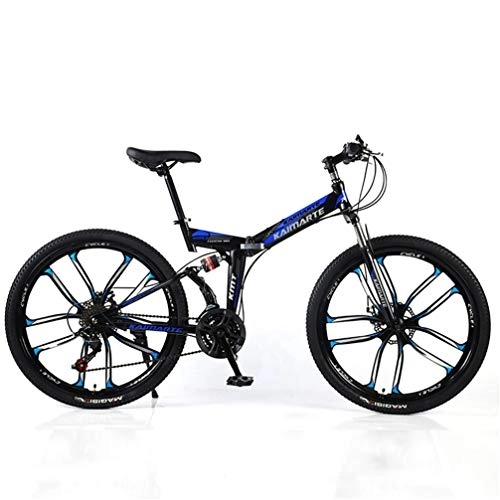 Zusammenklappbare Mountainbike : YUKM Zehn-Speichen-Rad DREI-Gang-Umwandlung Mountainbike, Faltbare beweglichen Cross-Country Bike, fünf Farben, geeignet für Männer und Frauen, Blau, 26 inch 27 Speed