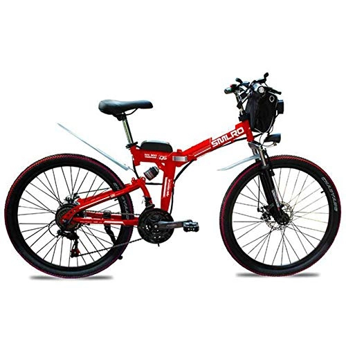Zusammenklappbares elektrisches Mountainbike : 26 Electric Mountain Bike Folding Electric Bike Max Geschwindigkeit Ist 40 Km / H Mit Wechsel 48V 500W 13Ah Lithium-Ionen-Batterie-Elektrisches Fahrrad Für Erwachsene, Rot