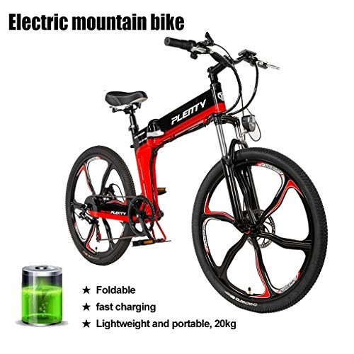 Zusammenklappbares elektrisches Mountainbike : 480W Electric Mountain Bike Städtische Pendeln Erwachsene Elektrisches Fahrrad Mit 8 / 10Ah Abnehmbare Lithium-Batterie-elektrischen Mountainbike 21-Gang-Getriebe, For Erwachsene ( Color : Black )