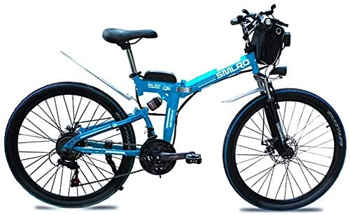 Zusammenklappbares elektrisches Mountainbike : 48V 8AH / 10AH / 15AHL Lithium-Batterie Faltrad MTB Mountain Bike E-Bike 21 Geschwindigkeit Fahrrad Intelligenz elektrisches Fahrrad mit 350W Brushless Motor ( Color : Blue , Size : 48V8AH350w )