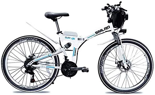 Zusammenklappbares elektrisches Mountainbike : 48V 8AH / 10AH / 15AHL Lithium-Batterie Faltrad MTB Mountain Bike E-Bike 21 Geschwindigkeit Fahrrad Intelligenz elektrisches Fahrrad mit 350W Brushless Motor ( Color : White , Size : 48V10AH350w )