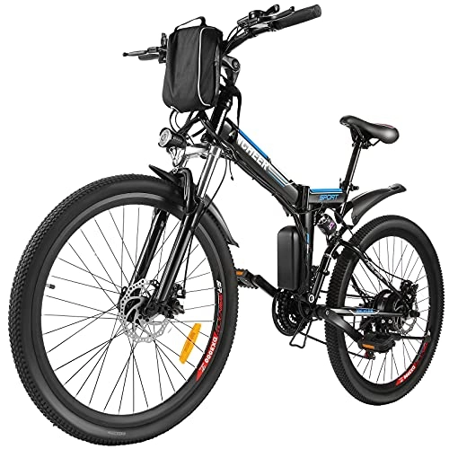 Zusammenklappbares elektrisches Mountainbike : ANCHEER E-Bike / Elektrofahrrad / E-Mountainbike, 26 Zoll faltbar E-Klapprad mit doppelten Stoßdämpfung und Pedelec mit 8Ah-36V Akku für eine Reichweite von 25-60km