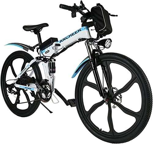 Zusammenklappbares elektrisches Mountainbike : ANCHEER E-Bike Tiefeinsteiger mit 45cm Großer Alurahmen, 250W Retro Pedelec 450Wh Abnehmbarer Lithium Akku 40-80KM Reichweite, Trekking EBike Komfort-Gabelfederung