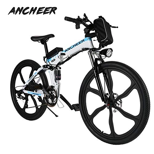 Zusammenklappbares elektrisches Mountainbike : ANCHEER Faltbares Elektrofahrrad, Elektrisches Mountainbike, 26-Zoll, Lithium-Ionen-Akku mit Hoher Kapazität (36 V, 250 W), Shimano 21-Gang