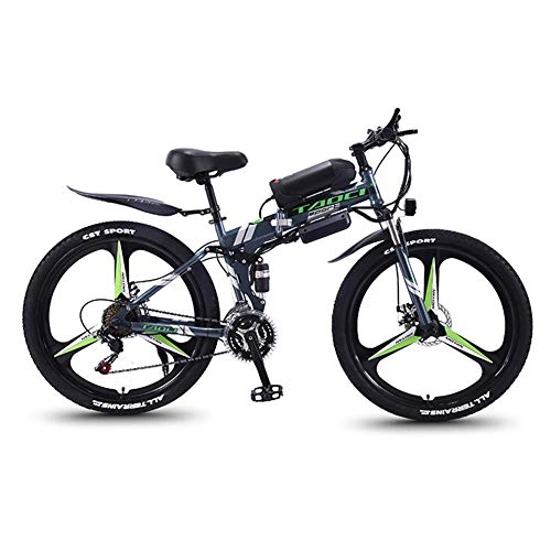 Zusammenklappbares elektrisches Mountainbike : BREEZE 26''E-Bike für Erwachsene Elektrisches Mountainbike mit LED-Scheinwerfer Und 36V 13AH Lithium-Ionen Batterie 350W Elektro Fahrrad für Männer Frauen, B Gray Green