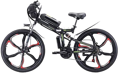 Zusammenklappbares elektrisches Mountainbike : CLOTHES Elektrisches Mountainbike, 26 '' Folding Electric Mountain Bike, 350W elektrisches Fahrrad mit 48V 8Ah / 13AH / 20AH Lithium-Ionen-Akku, Premium Full-Suspension und 21-Gang Getriebe, Fahrrad