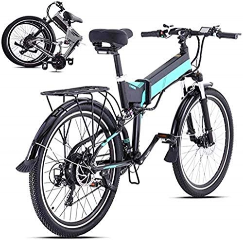 Zusammenklappbares elektrisches Mountainbike : CLOTHES Elektrisches Mountainbike, Elektro-Mountainbike mit 500W Brushless Motor, 48V12.8AH Lithium-Batterie und 26inch Fat Tire, Fahrrad (Color : Green)