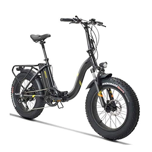 Zusammenklappbares elektrisches Mountainbike : D&XQX Strand, Schnee Rad Fahren, Folding Electric Bike, 20 Zoll Fat Reifen E-Bike für Erwachsene 48V Abnehmbare Lithium-Batterie mit 500W bürstenlosen Getriebemotor Elektro-Fahrrad