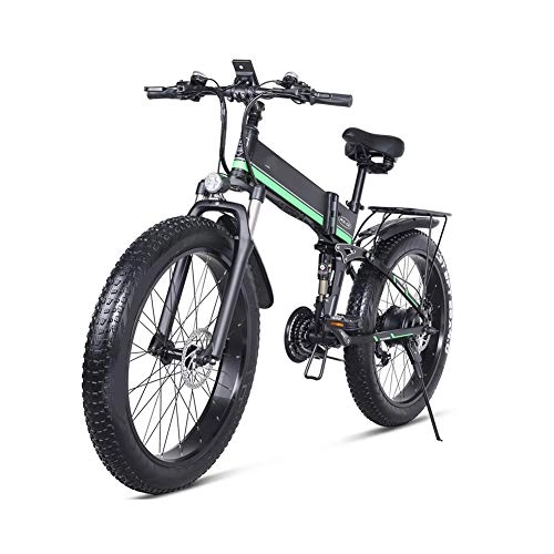 Zusammenklappbares elektrisches Mountainbike : DAHU Elektro-Fahrrad 1000W Elektro Beach Bike 4.0 Fat Tire elektrisches Fahrrad 48V Herren Mountainbike Schnee Ebike 26inch Fahrrad