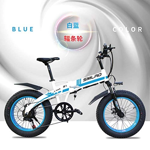Zusammenklappbares elektrisches Mountainbike : DASLING 2020 Big Power Fat Bike 350W 10Ah Batterie Elektro Schnee Elektro Fahrrad E Fahrrad Wei
