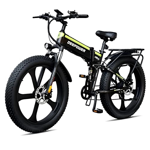 Zusammenklappbares elektrisches Mountainbike : DEEPOWER H26pro E-Bike, 26'' Elektrofahrrad, E-Citybike, 250W und 48V 17.5Ah Lithium-Ionen-Akku, 25km / h, Shimano 7 Gänge Ebike, Hydraulische Ölbremsen, Elektrische Mountainbikes