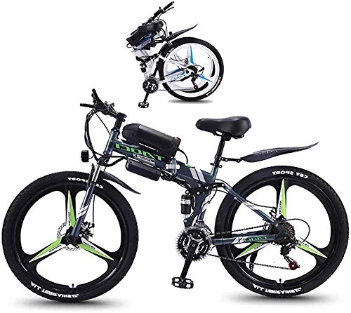 Zusammenklappbares elektrisches Mountainbike : E-Bike Mountainbike Elektrische Schnee-Fahrrad, Fettreifen-Falten-elektrisches Fahrrad für Erwachsene mit 26 "Superleichter Magnesiumlegierung integrierter Rad elektrischer Fahrrad Volle Federung und