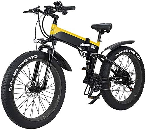 Zusammenklappbares elektrisches Mountainbike : E-Bike Mountainbike Elektrisches Schneebesen, faltendes elektrisches Fahrrad für Erwachsene, leichte Leichtmetallrahmen 26-Zoll-Reifen Berg-Elektrofahrräder mit LCD-Bildschirm, 500 Watt-Watt-Motor, 21