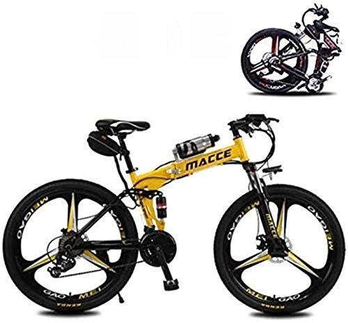 Zusammenklappbares elektrisches Mountainbike : Ebike e-Bike, 26-Zoll-Adult Folding Elektro-Fahrrad, 21-Speed-Elektro-Mountainbike mit 36V 6.8A Lithium-Batterie, 21-Speed ​​3 Fahrmodi Geeignet for Reiten Heimtrainer (Farbe: gelb)