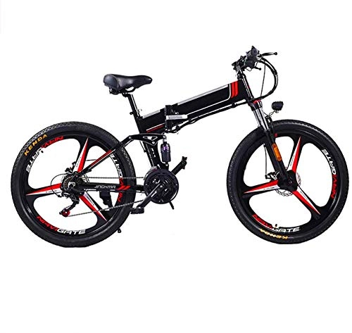 Zusammenklappbares elektrisches Mountainbike : Ebike e-Bike, 26-Zoll-Upgrade Die Rahmen Fat Tire elektrisches Fahrrad 48V 10 / 12.8AH Batterie Adult Hilfs Bike 350W Motor Berg Schnee E-Bike (Color : Black, Size : 10AH)