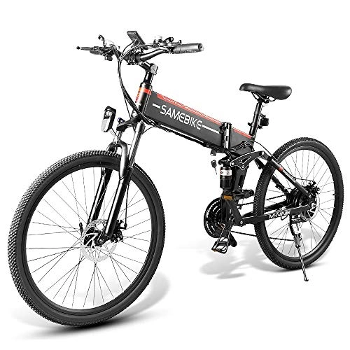 Zusammenklappbares elektrisches Mountainbike : Ebike Mountainbike Elektrofahrrad I SAMEBIKE 26 Zoll Elektrisches (Black)