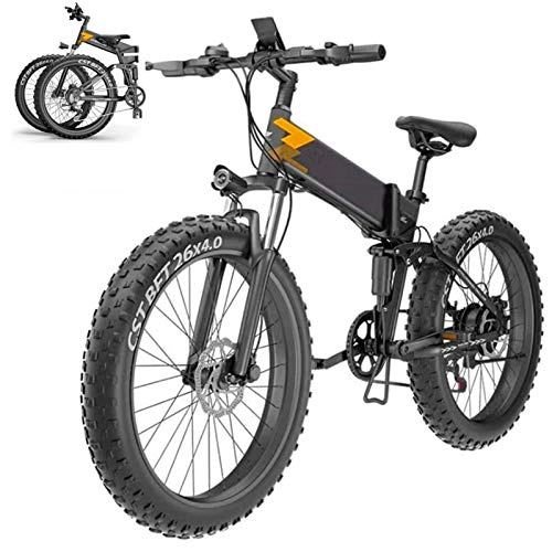 Zusammenklappbares elektrisches Mountainbike : Elektrisches Mountainbike, 26'Folding elektrisches Fahrrad für Erwachsene, elektrisches Fahrrad / Pendel Ebike Fat Tire E-Bike mit 400W Motor, 48 V 10AH Batterie Lithium Batterie Hydraulische Scheiben