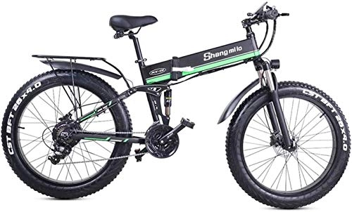 Zusammenklappbares elektrisches Mountainbike : Elektro-Fahrrad Elektro-Mountainbike 26-Zoll-Fat Tire elektrisches Fahrrad for Erwachsene Schnee / Berg / Strand Ebike, Motor 1000W, 21 Geschwindigkeit Strand Schnee E-Bike mit Rear Seat für die Dschu