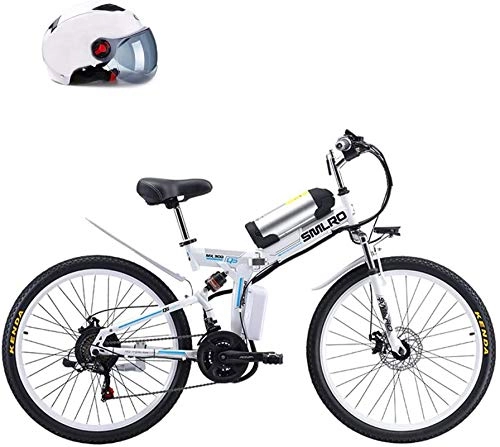 Zusammenklappbares elektrisches Mountainbike : Elektrofahrrad, 26" Power-Assisted Fahrrad Folding, auswechselbare Lithium-Batterie 48V 8AH, 350W Motor Straddling Leicht Kompakt, Folding Mountain Electric Bike, Fahrrad (Color : White)