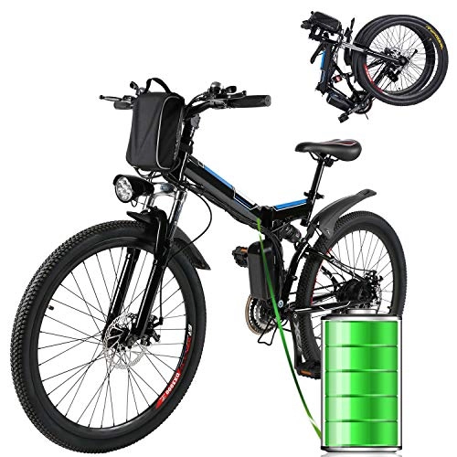 Zusammenklappbares elektrisches Mountainbike : Elektrofahrrad Citybike E-Bike, 36V 250W Motor, 8Ah Akku, 7 Gang Nabenschaltung (Schwarz_A)