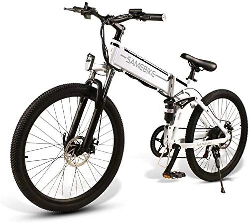 Zusammenklappbares elektrisches Mountainbike : Elektrofahrrad, Elektro-Bike for Erwachsene 26" Folding E-Bike, E-MTB, E-Mountainbike 48V 10.4Ah 350W Mountainbike 21-Level-Shift-Assisted, Fahrrad (Color : 4.8V / 10.4Ah / White)