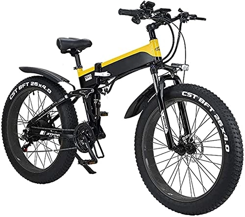 Zusammenklappbares elektrisches Mountainbike : Elektrofahrrad Elektro-Mountainbike Elektro-Schneefahrrad, Faltbare Elektrofahrräder für Erwachsene, Hybrid-Liegerad / Rennrad, mit Aluminiumlegierungsrahmen, LCD-Bildschirm, Drei-Fahrmodus, 7-Gang-26
