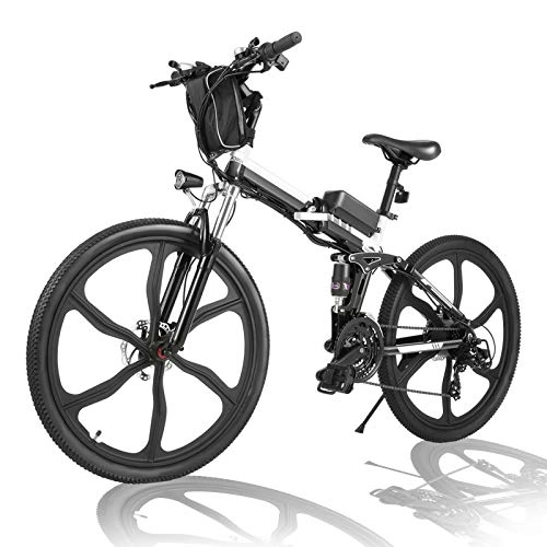 Zusammenklappbares elektrisches Mountainbike : Elektrofahrrad Mountainbike,  26 Zoll E-Bike mit 250W Motor 36V 8Ah Abnehmbarer Batterie,  Shimano 21-Gang-Getriebe,  Elektrisches Klapprad Fahrrad