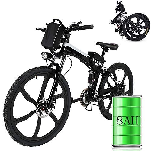 Zusammenklappbares elektrisches Mountainbike : Elektrofahrräder 36V 8AH Lithium Batterie Faltrad MTB Mountainbike E-Bike 21 Speed Fahrrad Intelligence Elektrofahrrad (A_Schwarz, 26 Zoll)